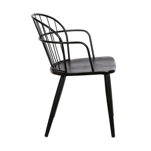 English Elm Drylan Industrial Steel and Brushed Wood Dining Chair for Urban Loft Spaces B2736P511289