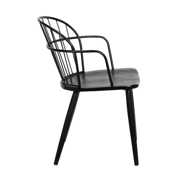 English Elm Drylan Industrial Steel and Brushed Wood Dining Chair for Urban Loft Spaces B2736P511289