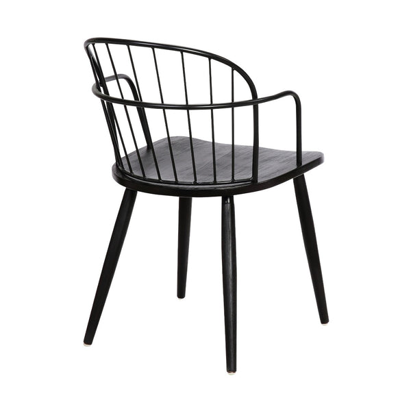 English Elm Drylan Industrial Steel and Brushed Wood Dining Chair for Urban Loft Spaces B2736P511289