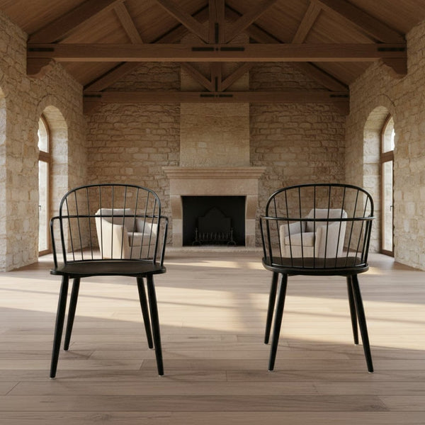 English Elm Drylan Industrial Steel and Brushed Wood Dining Chair for Urban Loft Spaces B2736P511289