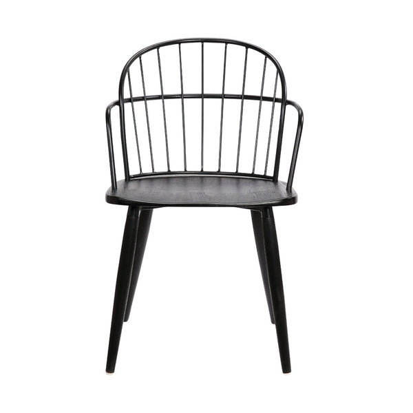 English Elm Drylan Industrial Steel and Brushed Wood Dining Chair for Urban Loft Spaces B2736P511289