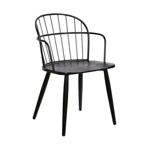English Elm Drylan Industrial Steel and Brushed Wood Dining Chair for Urban Loft Spaces B2736P511289