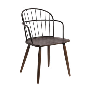 English Elm Drylan Industrial Steel Slat Dining Chair with Walnut Wood Seat for Loft Spaces B2736P511290