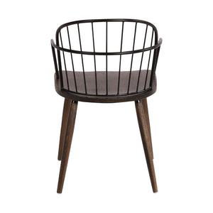 English Elm Drylan Industrial Steel Slat Dining Chair with Walnut Wood Seat for Loft Spaces B2736P511290