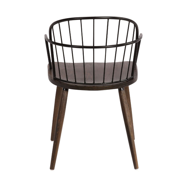 English Elm Drylan Industrial Steel Slat Dining Chair with Walnut Wood Seat for Loft Spaces B2736P511290