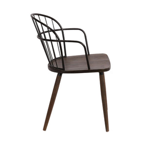 English Elm Drylan Industrial Steel Slat Dining Chair with Walnut Wood Seat for Loft Spaces B2736P511290