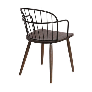 English Elm Drylan Industrial Steel Slat Dining Chair with Walnut Wood Seat for Loft Spaces B2736P511290