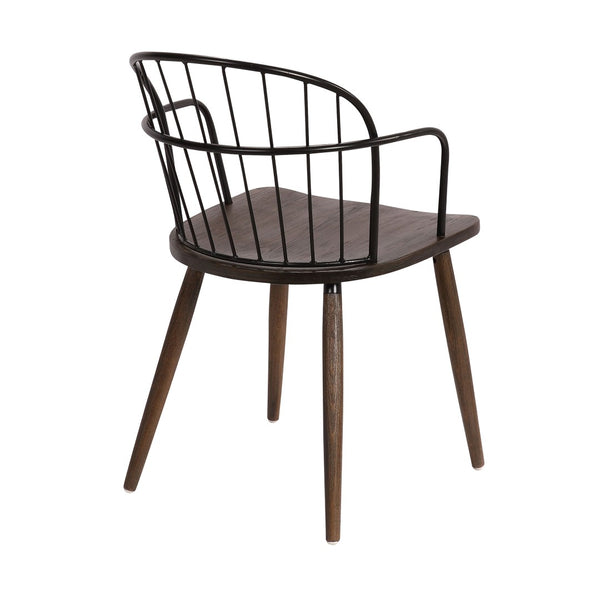 English Elm Drylan Industrial Steel Slat Dining Chair with Walnut Wood Seat for Loft Spaces B2736P511290