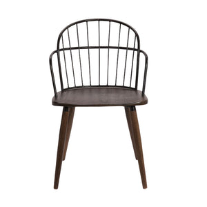 English Elm Drylan Industrial Steel Slat Dining Chair with Walnut Wood Seat for Loft Spaces B2736P511290