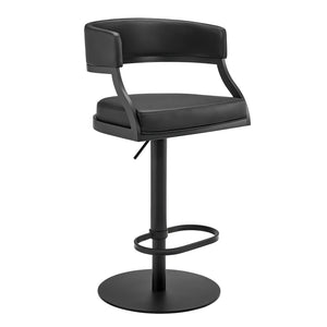 English Elm Licaia Retro Modern Swivel Barstool Adjustable Height Faux Leather Kitchen Island Seat Black B2736P511291
