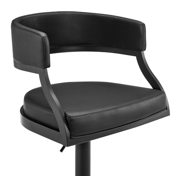 English Elm Licaia Retro Modern Swivel Barstool Adjustable Height Faux Leather Kitchen Island Seat Black B2736P511291