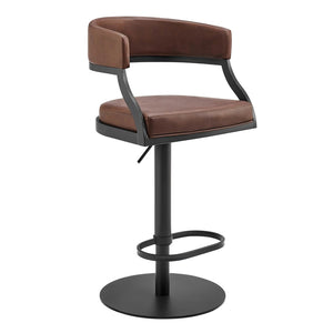 English Elm Licaia Retro Modern Swivel Barstool Adjustable Height Faux Leather Kitchen Island Seat Coffee B2736P511292