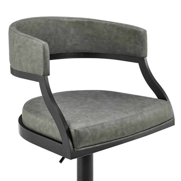 English Elm Licaia Retro Modern Swivel Barstool Adjustable Height Faux Leather Kitchen Island Seat Grey B2736P511293