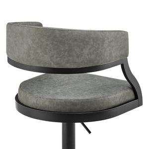 English Elm Licaia Retro Modern Swivel Barstool Adjustable Height Faux Leather Kitchen Island Seat Grey B2736P511293