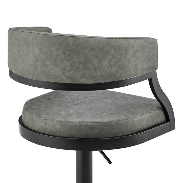 English Elm Licaia Retro Modern Swivel Barstool Adjustable Height Faux Leather Kitchen Island Seat Grey B2736P511293
