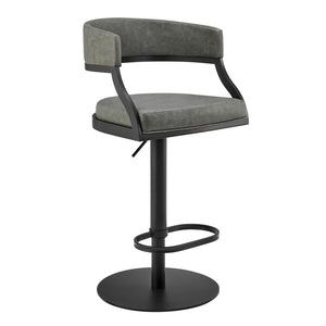 English Elm Licaia Retro Modern Swivel Barstool Adjustable Height Faux Leather Kitchen Island Seat Grey B2736P511293