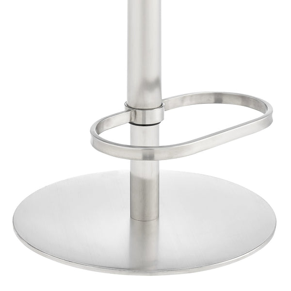 English Elm Licaia Swivel Barstool Faux Leather Seat Brushed Steel Base Adjustable Counter Height White B2736P511296