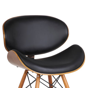 English Elm Saisce Mid-century Walnut Dining Chair with Faux Leather Seat and Wire Eiffel Base B2736P511297