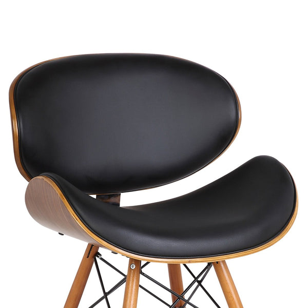 English Elm Saisce Mid-century Walnut Dining Chair with Faux Leather Seat and Wire Eiffel Base B2736P511297