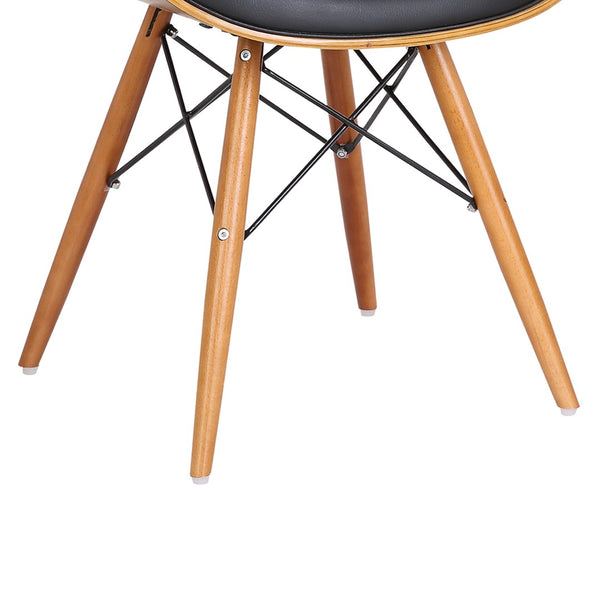 English Elm Saisce Mid-century Walnut Dining Chair with Faux Leather Seat and Wire Eiffel Base B2736P511297