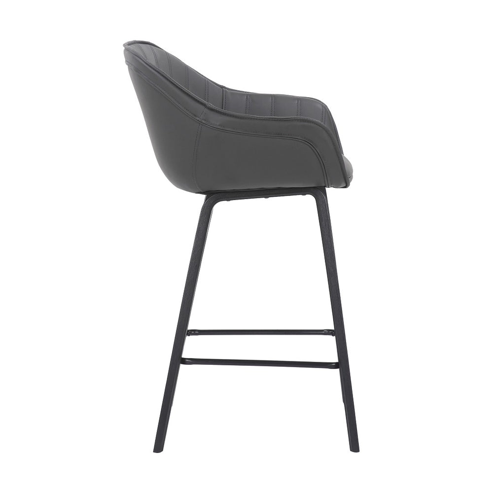 English Elm Romsen Faux Leather Counter Stool with Channel Stitching and Black Wood Legs B2736P511298