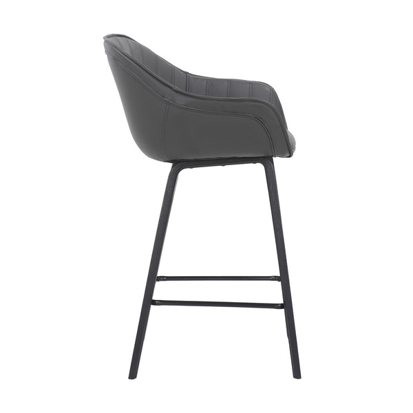 English Elm Romsen Faux Leather Counter Stool with Channel Stitching and Black Wood Legs B2736P511298