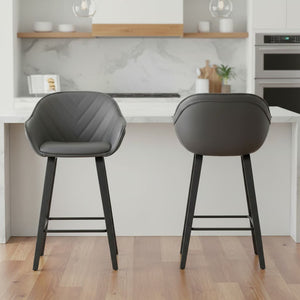 English Elm Romsen Faux Leather Counter Stool with Channel Stitching and Black Wood Legs B2736P511298