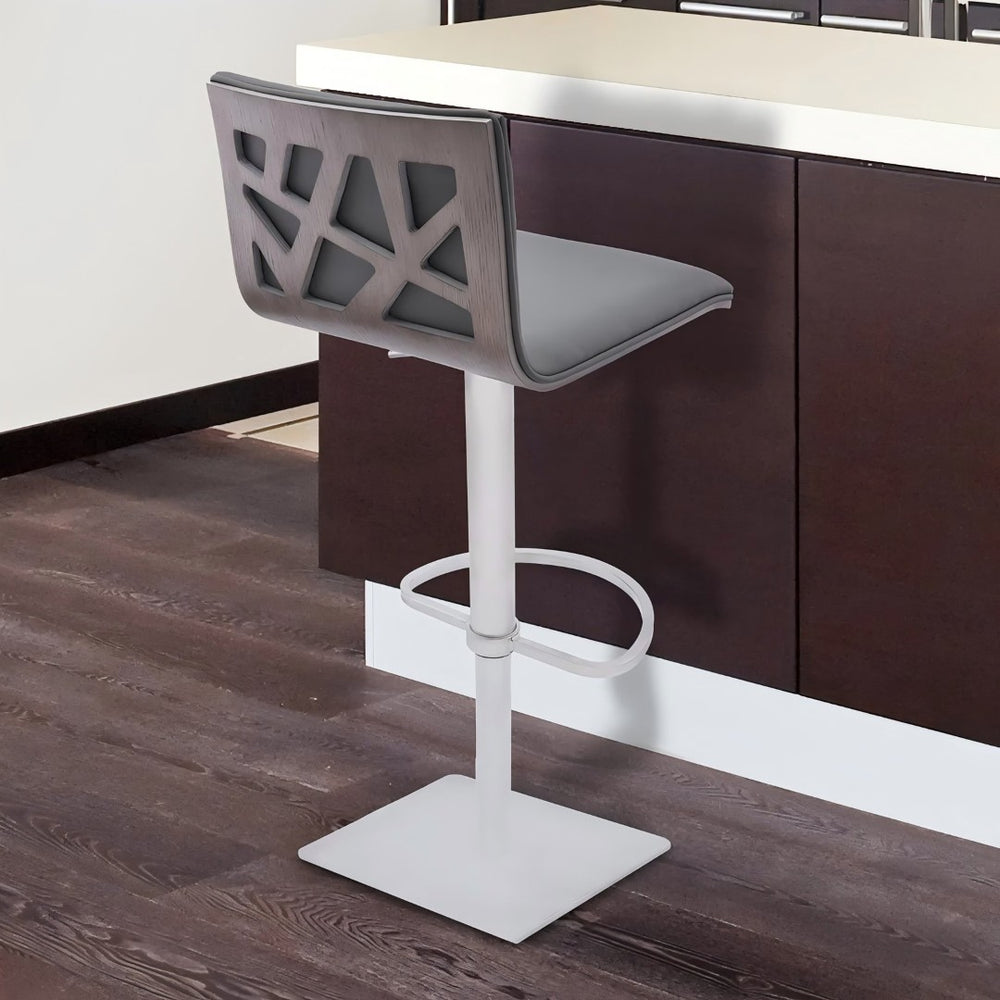 English Elm Talyris Swivel Adjustable Barstool Faux Leather Seat Walnut Back Steel Pedestal B2736P511299