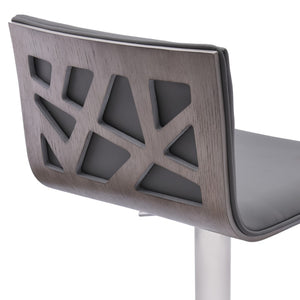 English Elm Talyris Swivel Adjustable Barstool Faux Leather Seat Walnut Back Steel Pedestal B2736P511299