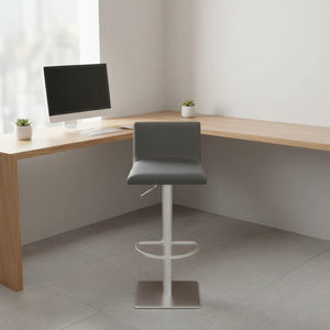 English Elm Talyris Swivel Adjustable Barstool Faux Leather Seat Walnut Back Steel Pedestal B2736P511299