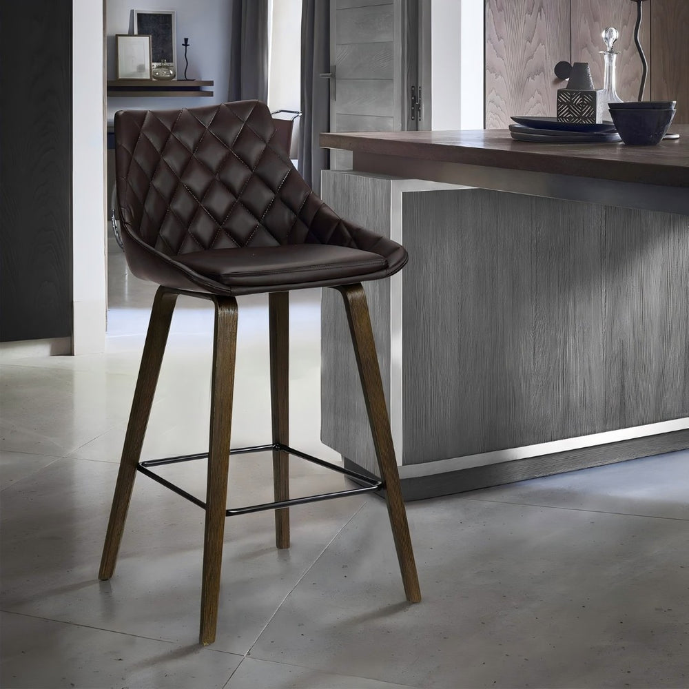 English Elm Inada Faux Leather Counter Stool with Walnut Wood Base for Kitchen Islands B2736P511300