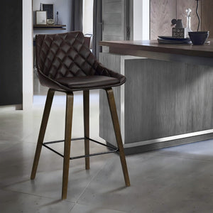 English Elm Inada Faux Leather Counter Stool with Walnut Wood Base for Kitchen Islands B2736P511300