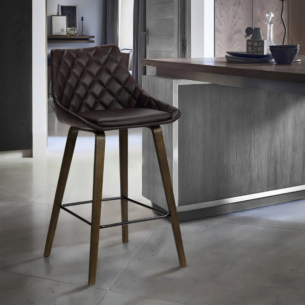 English Elm Inada Faux Leather Counter Stool with Walnut Wood Base for Kitchen Islands B2736P511300