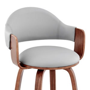 English Elm Xandot Mid-century Swivel Barstool Faux Leather Seat Walnut Frame Kitchen Island B2736P511301