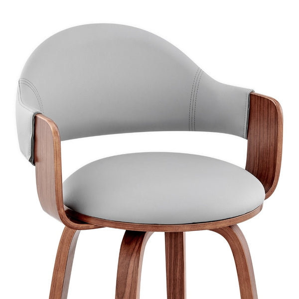 English Elm Xandot Mid-century Swivel Barstool Faux Leather Seat Walnut Frame Kitchen Island B2736P511301