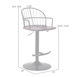 English Elm Drawe Matte Black Wood and Metal Adjustable Barstool for Industrial Modern Kitchens B2736P511302