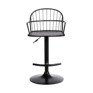 English Elm Drawe Matte Black Wood and Metal Adjustable Barstool for Industrial Modern Kitchens B2736P511302