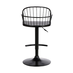 English Elm Drawe Matte Black Wood and Metal Adjustable Barstool for Industrial Modern Kitchens B2736P511302