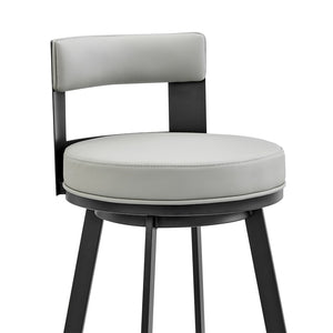 English Elm Nylun Swivel Counter Stool Faux Leather Seat Matte Black Frame Kitchen Bar Light Gray B2736P511303