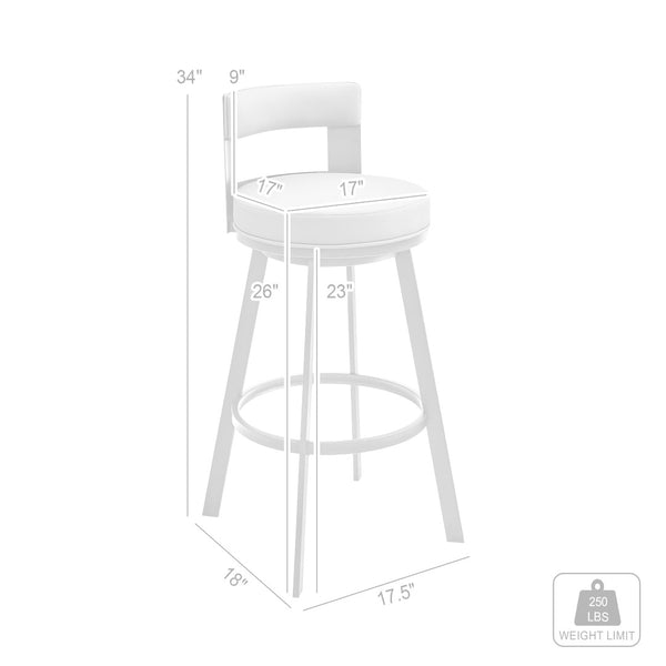 English Elm Nylun Swivel Counter Stool Faux Leather Seat Matte Black Frame Kitchen Bar Light Gray B2736P511303