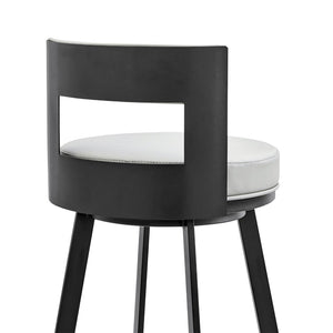 English Elm Nylun Swivel Counter Stool Faux Leather Seat Matte Black Frame Kitchen Bar Light Gray B2736P511303