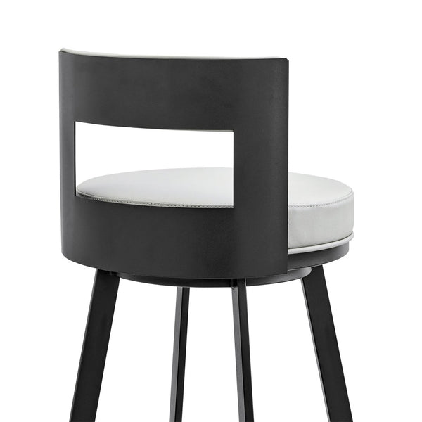 English Elm Nylun Swivel Counter Stool Faux Leather Seat Matte Black Frame Kitchen Bar Light Gray B2736P511303