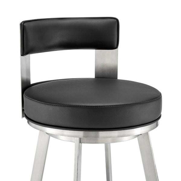 English Elm Nylun Swivel Counterstool Faux Leather Seat Brushed Steel Base for Kitchen Islands Black B2736P511304