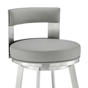 English Elm Nylun Swivel Counterstool Faux Leather Seat Brushed Steel Base for Kitchen Islands Light Gray B2736P511305