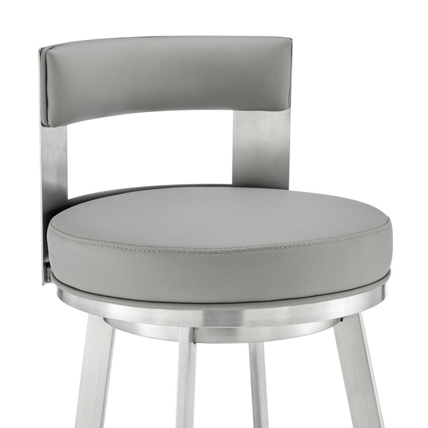English Elm Nylun Swivel Counterstool Faux Leather Seat Brushed Steel Base for Kitchen Islands Light Gray B2736P511305
