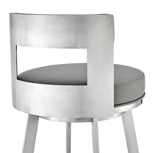 English Elm Nylun Swivel Counterstool Faux Leather Seat Brushed Steel Base for Kitchen Islands Light Gray B2736P511305