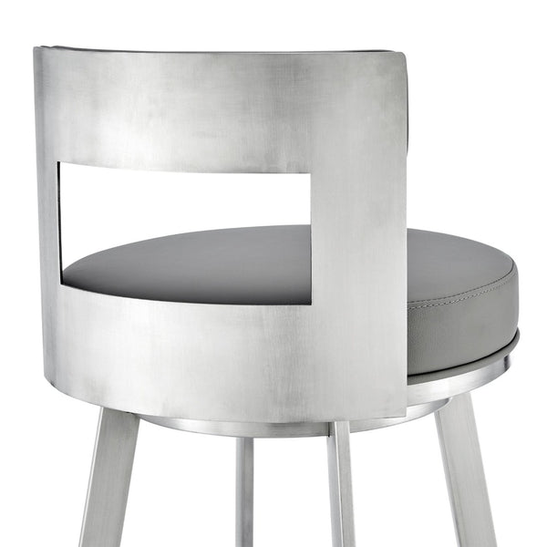 English Elm Nylun Swivel Counterstool Faux Leather Seat Brushed Steel Base for Kitchen Islands Light Gray B2736P511305