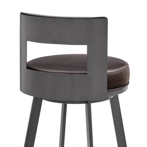 English Elm Nylun Swivel Counter Stool Faux Leather Seat Brown Metal Base for Kitchen Islands B2736P511307
