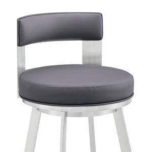 English Elm Nylun Swivel Counter Stool Faux Leather Seat Matte Black Frame Kitchen Bar Gray B2736P511308