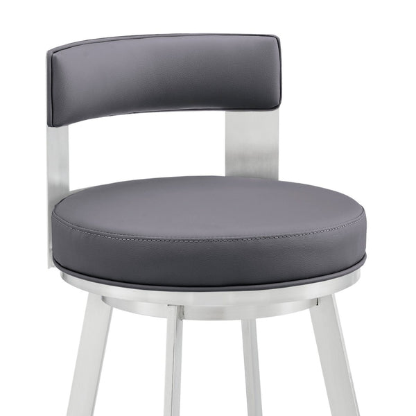 English Elm Nylun Swivel Counter Stool Faux Leather Seat Matte Black Frame Kitchen Bar Gray B2736P511308